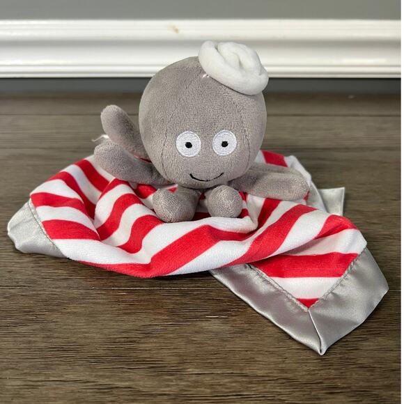 Belle Octopus with Red & White Striped Blanket‎ Lovey Plush - Picture 1 of 6